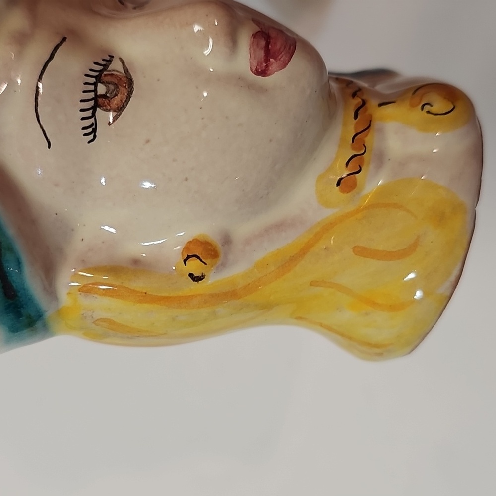Caltagirone Sicily Italy Queen Moor's Head Small Vase, Signed F. Pistone - Picture 11 of 16